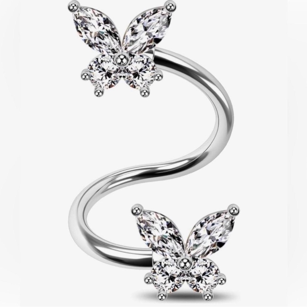 JEWSEEN NWT 16g Butterfly Twisted Cartilage Barbell Piercing